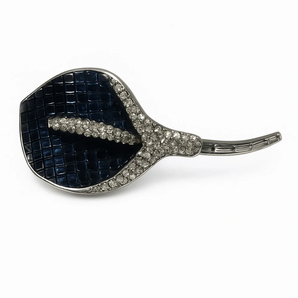 VINTAGE‎ 1950s Silver Blue Crystal Lily Brooch Mid-Century Glam Sparkle